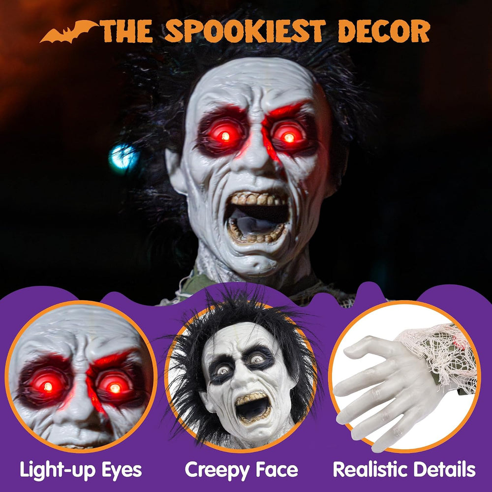 JOYIN Halloween Outdoor Decoration Zombie Groundbreaker, Animatronics Zombie ...
