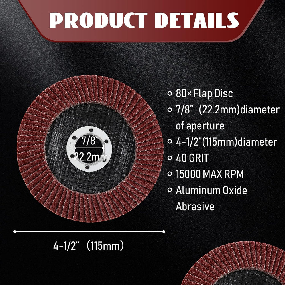 Landhoow 80 Pack Flap Discs 4 1/2 Inch for Angle Grinder 4.5 x 7/8 Inch Alumi...