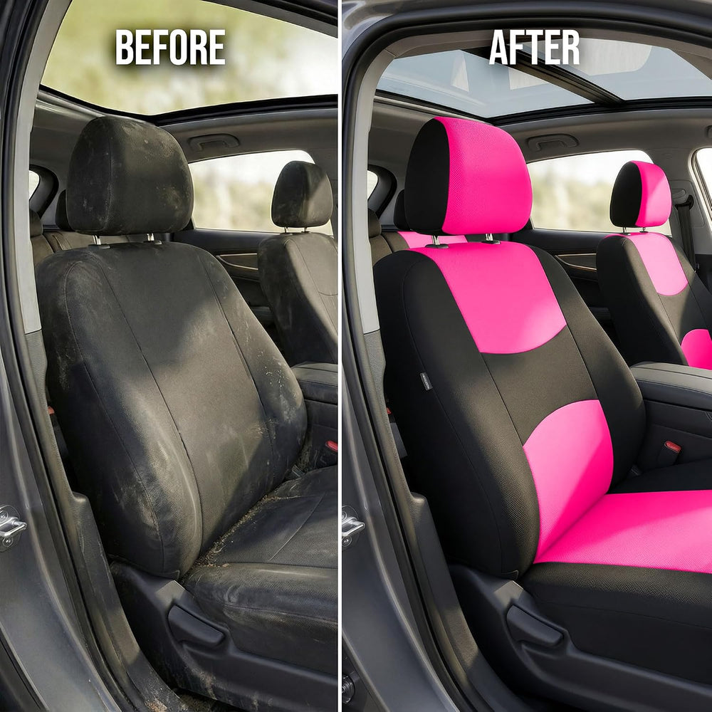 FH Group Bright Flat Cloth Full Set Automotive Seat Covers Front Set and Rear...