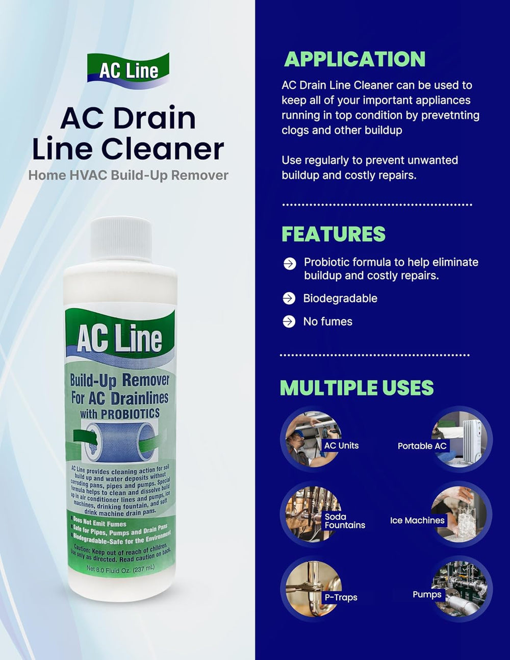 AC Drain Line Cleaner - 6 Pack / 18 Month Supply - Cleans HVAC drain lines, c...