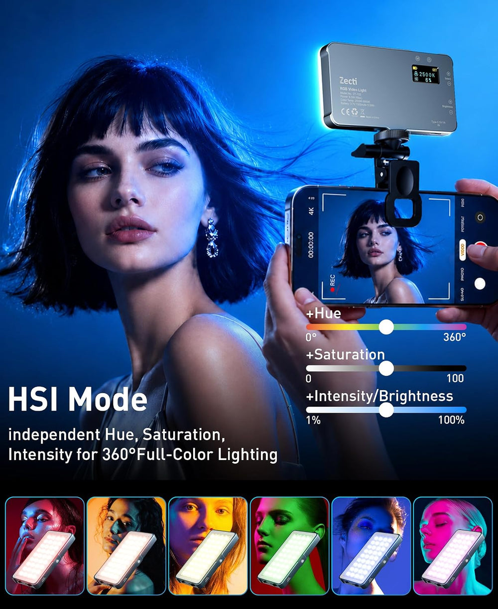 Zecti 135 LED Selfie Camera Phone Light with Metal Hotshoe & Clip