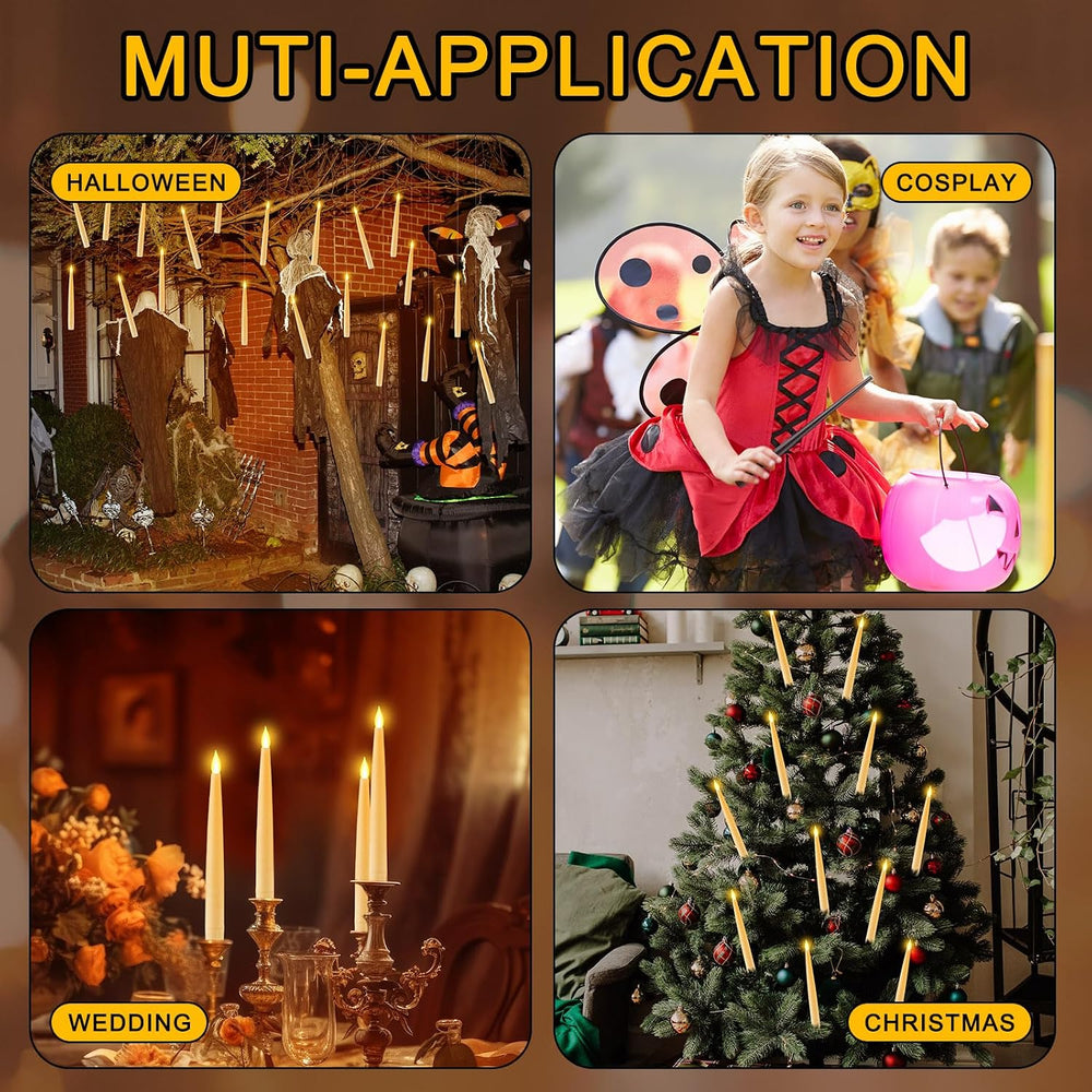 Retisee 40 Pcs Flameless Floating Candles with Wand Halloween Decorations