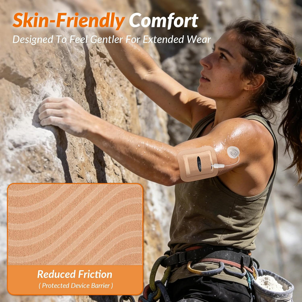 20 Pack Tandem Mobi Adhesive Sleeve, Amolyfe Upgraded On-Body Pocket, Tan