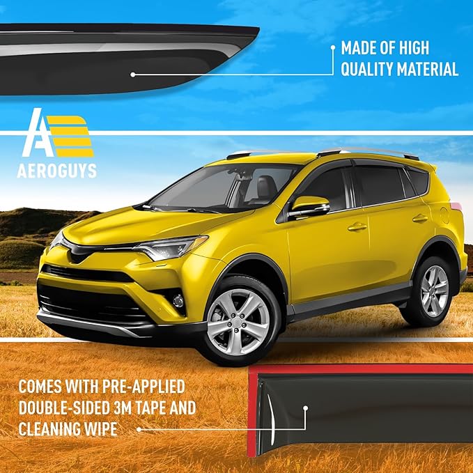 Extra Durable Window Deflectors Tape-On Window Visors Rain Guards Fit (6pcs)