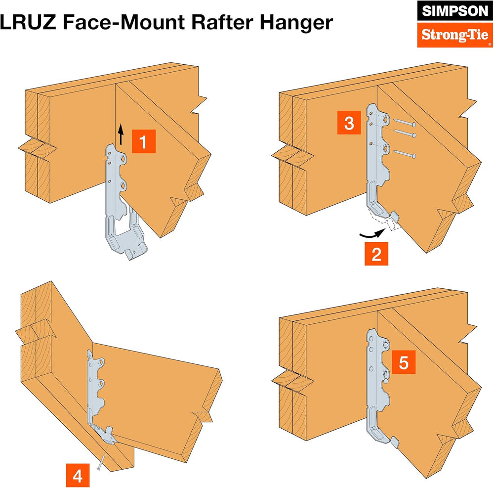 Simpson Strong-Tie Rafter Hanger LRU26Z - Adjustable Slope, Face-Mount, 18-Ga...
