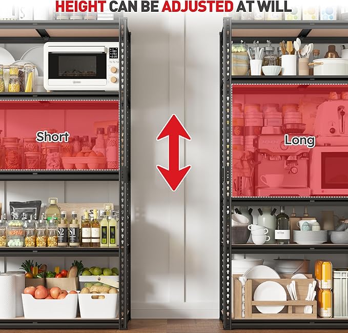 REIBII 2020LBS Storage Shelves 5 Tier Garage Shelving Heavy Duty, Adjustable ...