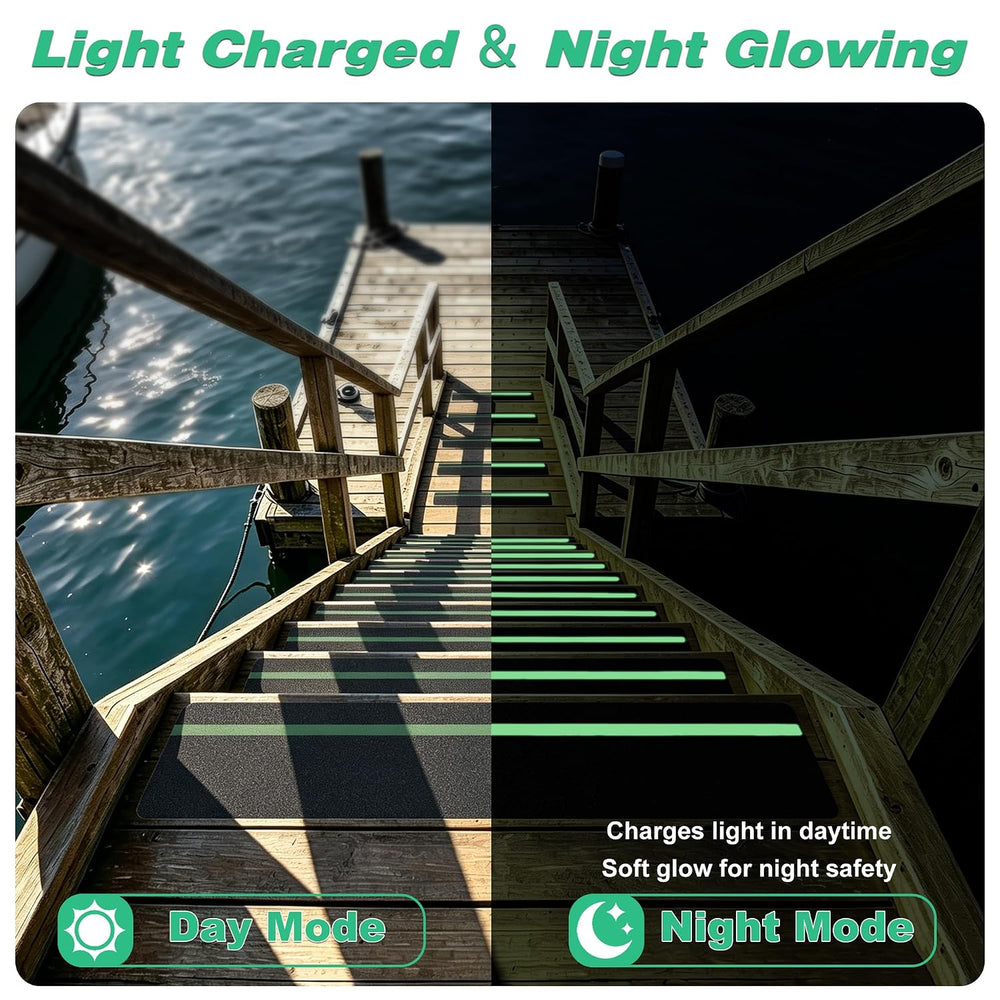10pcs 8" x 32" Anti Slip Stair Treads with Glow in The Dark Strips,...