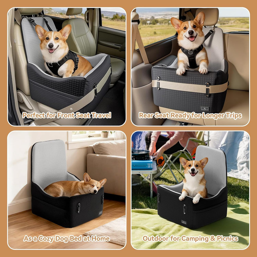 PETSFIT Dog Car Seat with Patented Safety System, 5" Elevated Cushion