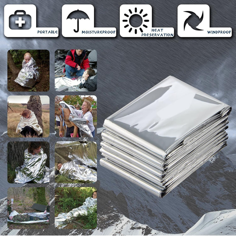 Emergency Foil Blanket 50 Pack Survival Thermal Mylar Reflective Blankets