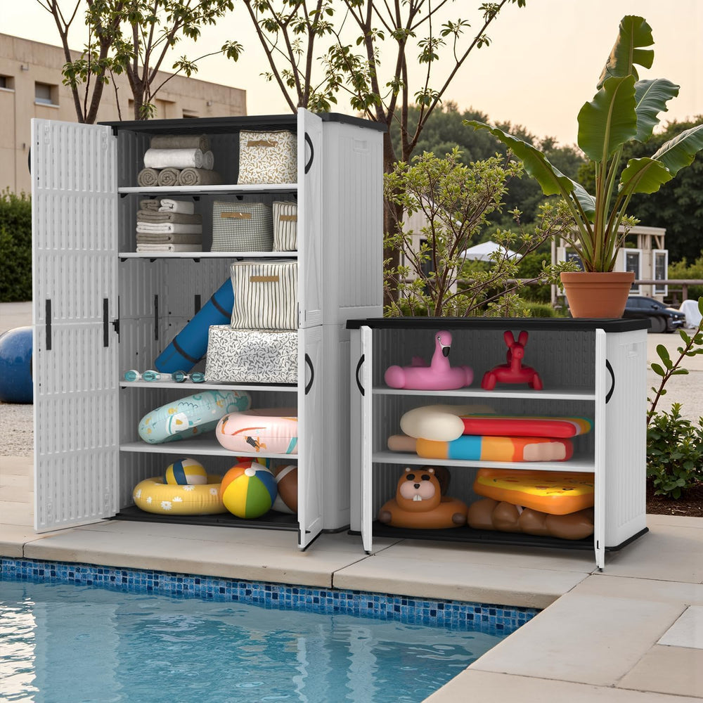 Devoko 26 Cu Ft Resin Outdoor Storage Cabinet, White