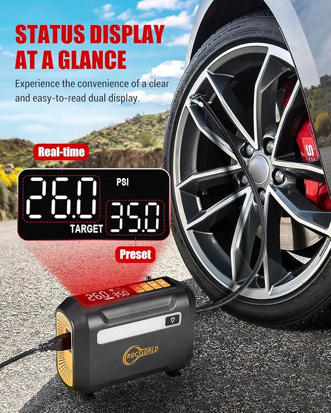 R8 Tire Inflator Portable Air Compressor, DC 12V Portable Air Compressor