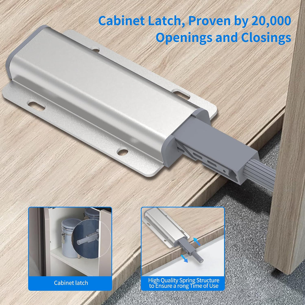 15 Pack Push Open Door Latch - Heavy Duty Aluminum Magnetic Cabinet Latch, To...
