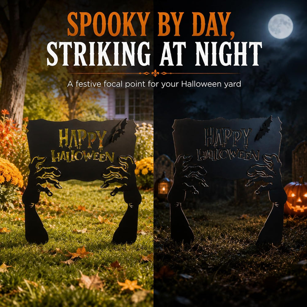 Metal Hand Happy Halloween Garden Stakes，Decorative Scary Yard Stakes