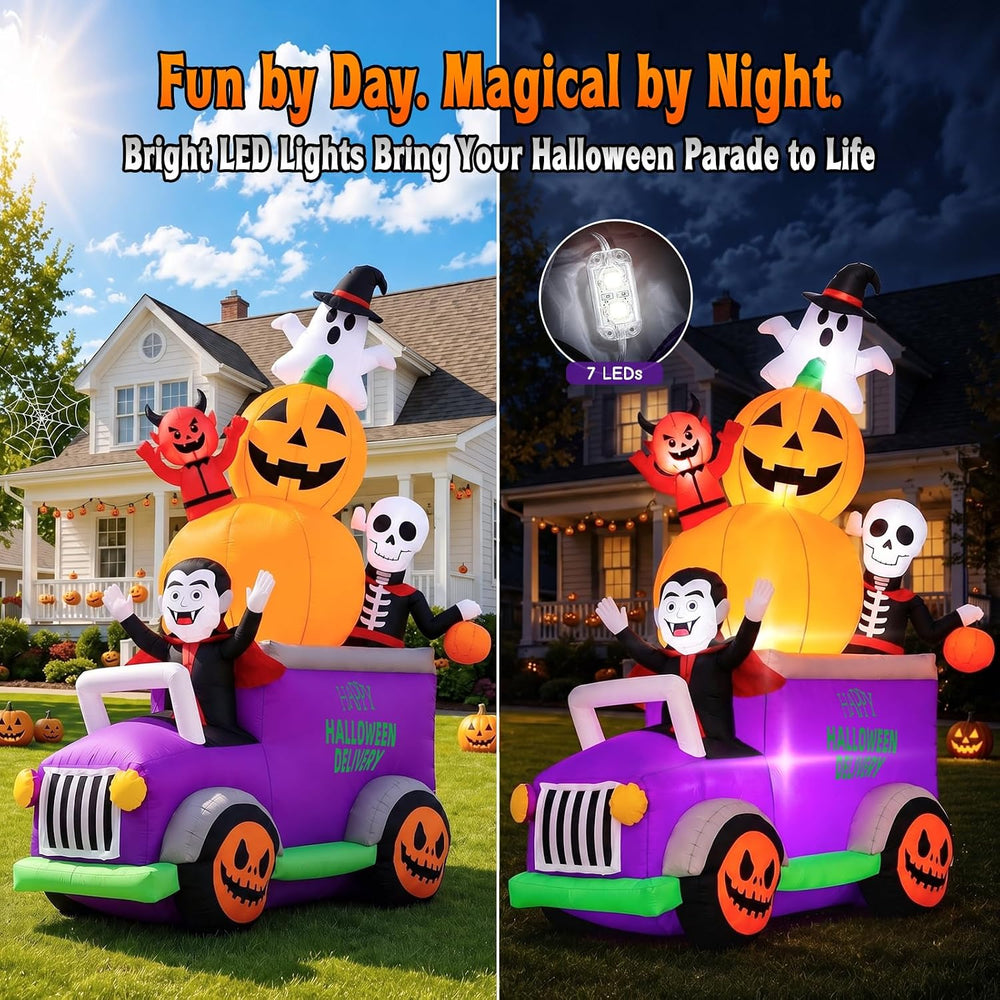 Elegear 8FT Parade Truck Halloween Inflatable, Outdoor Yard Lawn Decor
