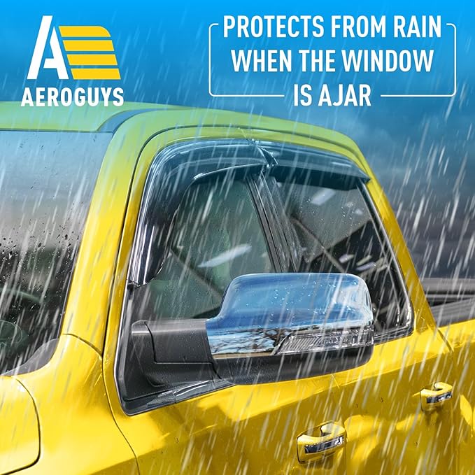 Extra Durable Window Deflectors Chrome Trim Tape-On Window Visors Rain Guards...