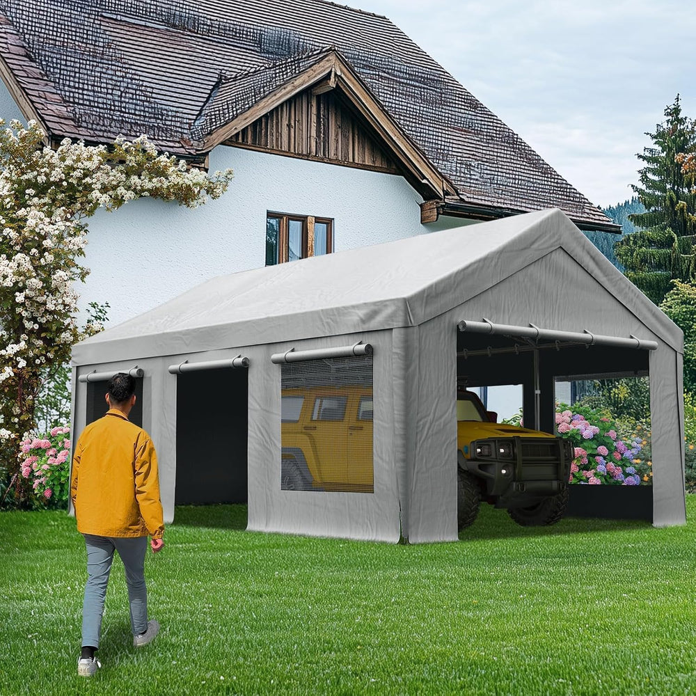 Quictent 10x20 ft Carports with Side Zipper Doors