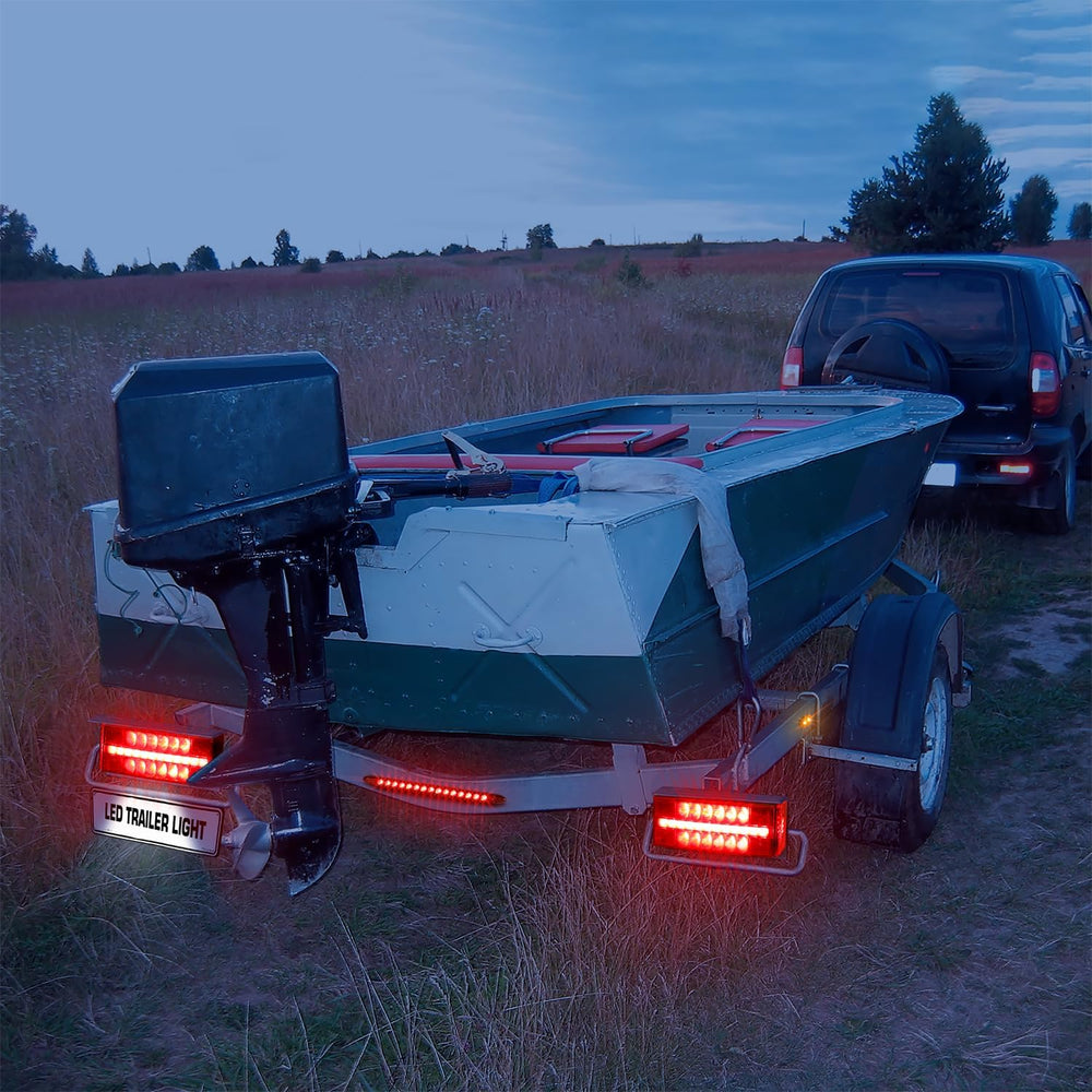 LED Submersible Rectangular Trailer Tail Light Kit, Super Bright Brake Stop T...