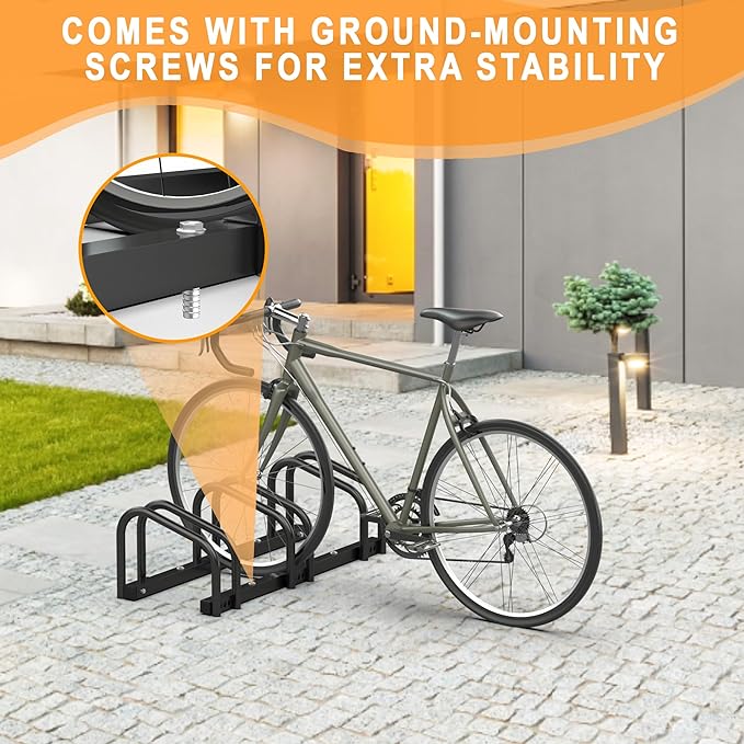Ultrawall Bike Storage Rack for Garage, 3 Bikes Floor Bike Stand, Bicycle