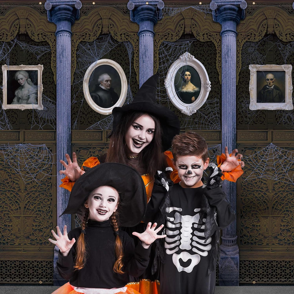 Halloween Backdrop Haunted House Middle Ages Fabric Banner, 19.7 x 8.5 ft