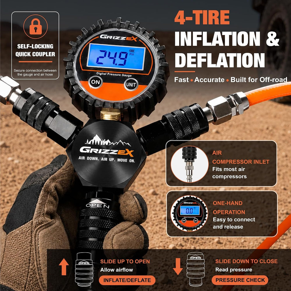 4 Way Tire Inflation Deflation System with Backlight