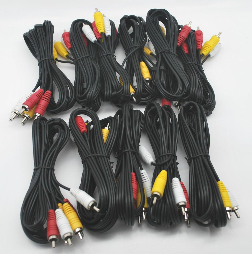 LOT OF 10 NEW 6 Ft RCA AUDIO/VIDEO COMPOSITE CABLES DVD/VCR/SAT YELLOW RED &a...