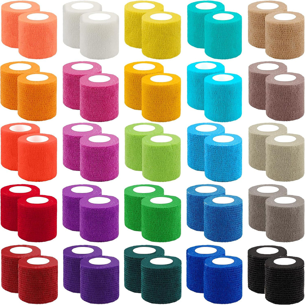 BQTQ 50 Rolls Self Adhesive Bandage Wrap 2 inch Self Adherent Tape(Rainbow)