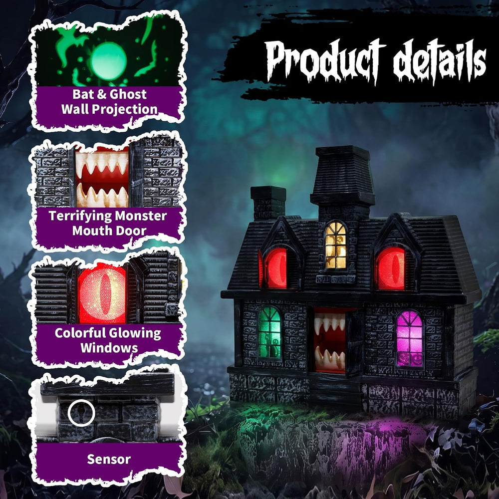 14" Halloween Projection Haunted House Decor, Colorful Lights