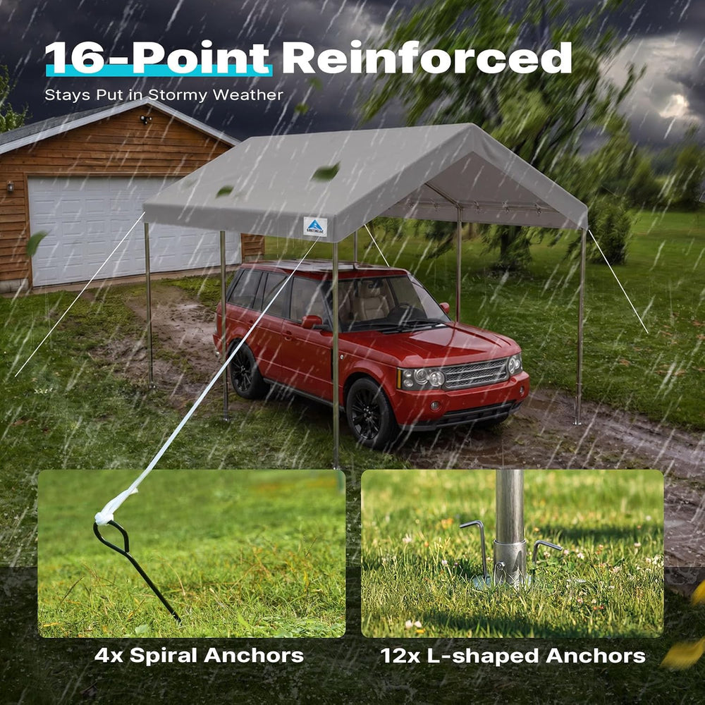 ADVANCE OUTDOOR 10x15 ft Heavy Duty Carport Potable Car Canopy Garage Party T...