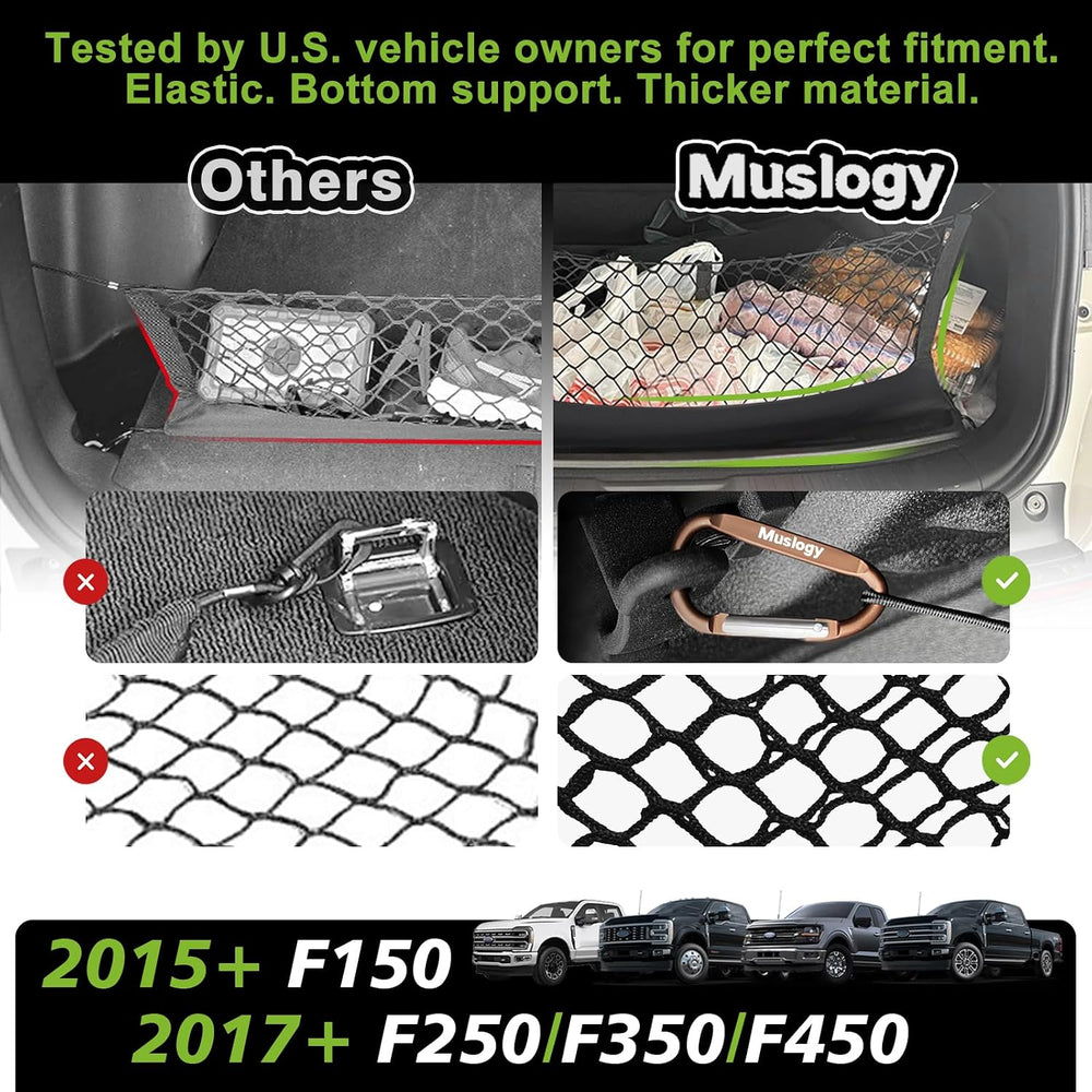 Muslogy Cargo Net for 2015+ Ford F150 & 2017+ F250/F350/F450 (Tie Down)
