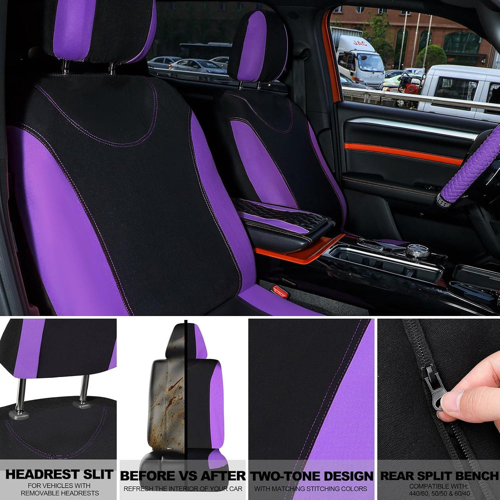BBTO 43 Pcs Car Accessories Set for Women Front Seats and Rear Bench Polyeste...