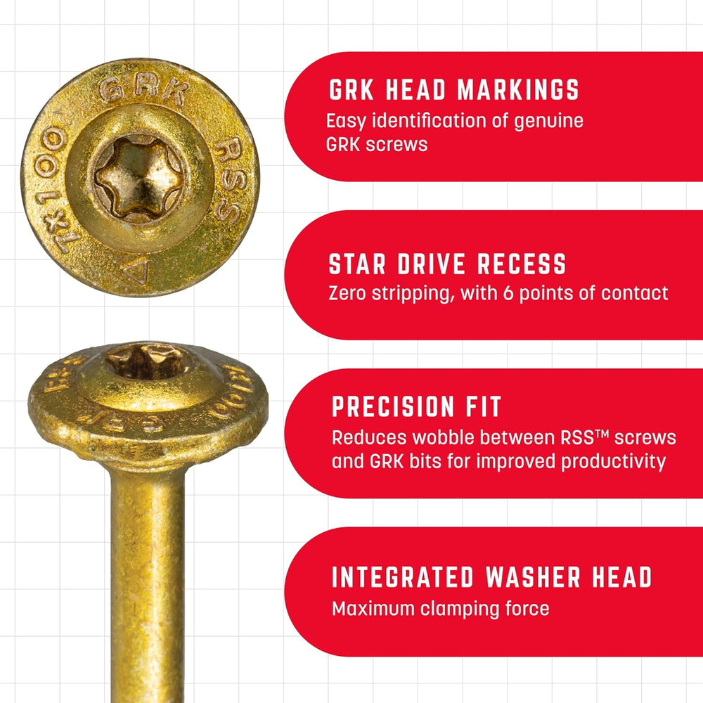 GRK 12281 3/8x6 Star Drive Washer Head Climatek Coated Steel RSS Rugged Struc...