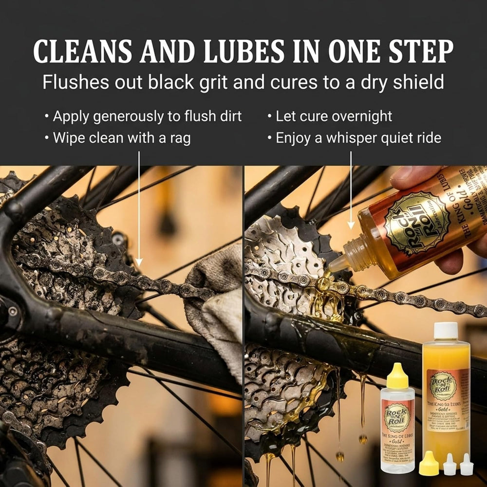 Rock N Roll Bike Lubricant Application Kit, Gold Bike Chain Lube 16oz