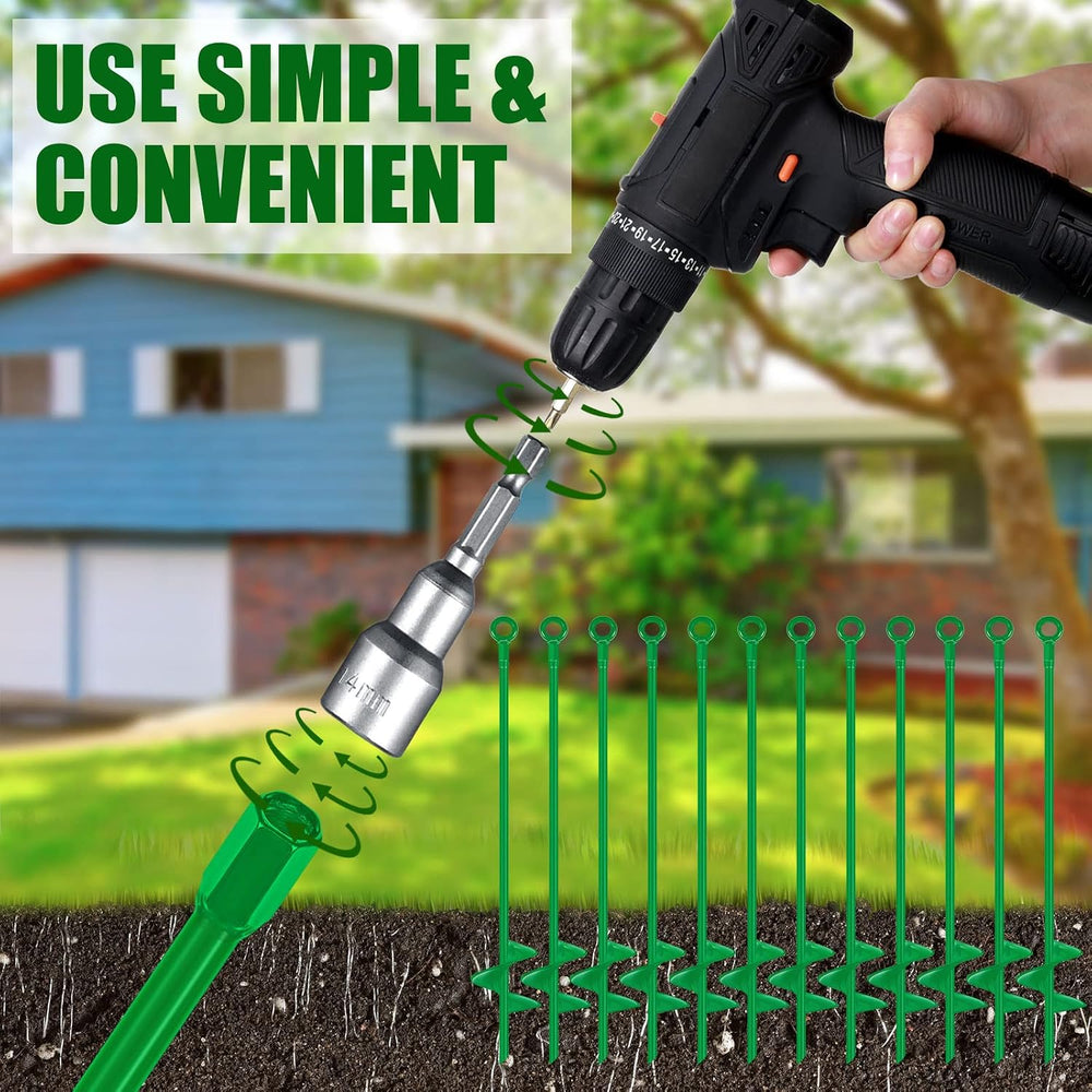 Chumia 12 Pcs 18 Inch Ground Anchor,Heavy Duty Earth Anchors, Green