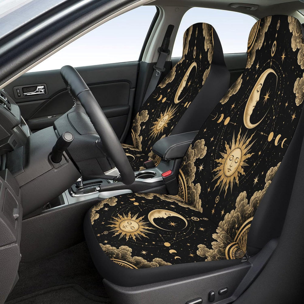 Boho Sun Moon Car Seat Covers Full Set, Universal Auto Seat Protector