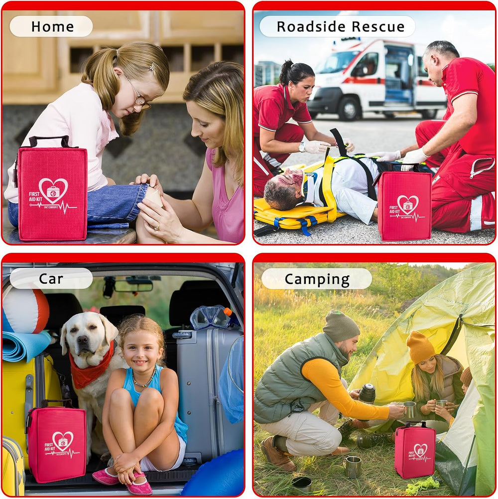 First Aid Kit with Rapid-Response Labeled Compartments, Compact Waterproof Em...