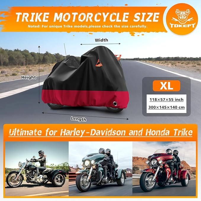 Trike Motorcycle Cover, Outdoor Waterproof Vehicle Cover
