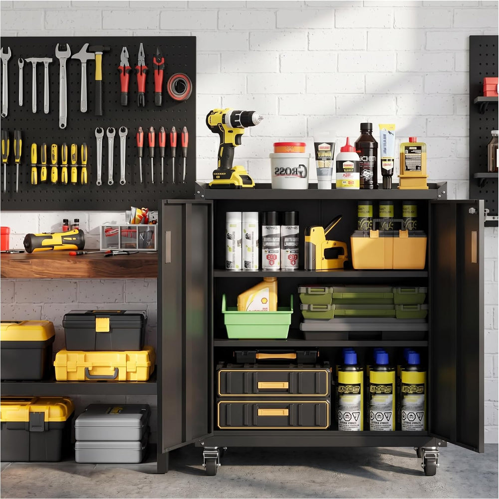 LCAOPC Metal Storage Cabinet with Wheels - Lockable, Rolling Tool Cabinet for...