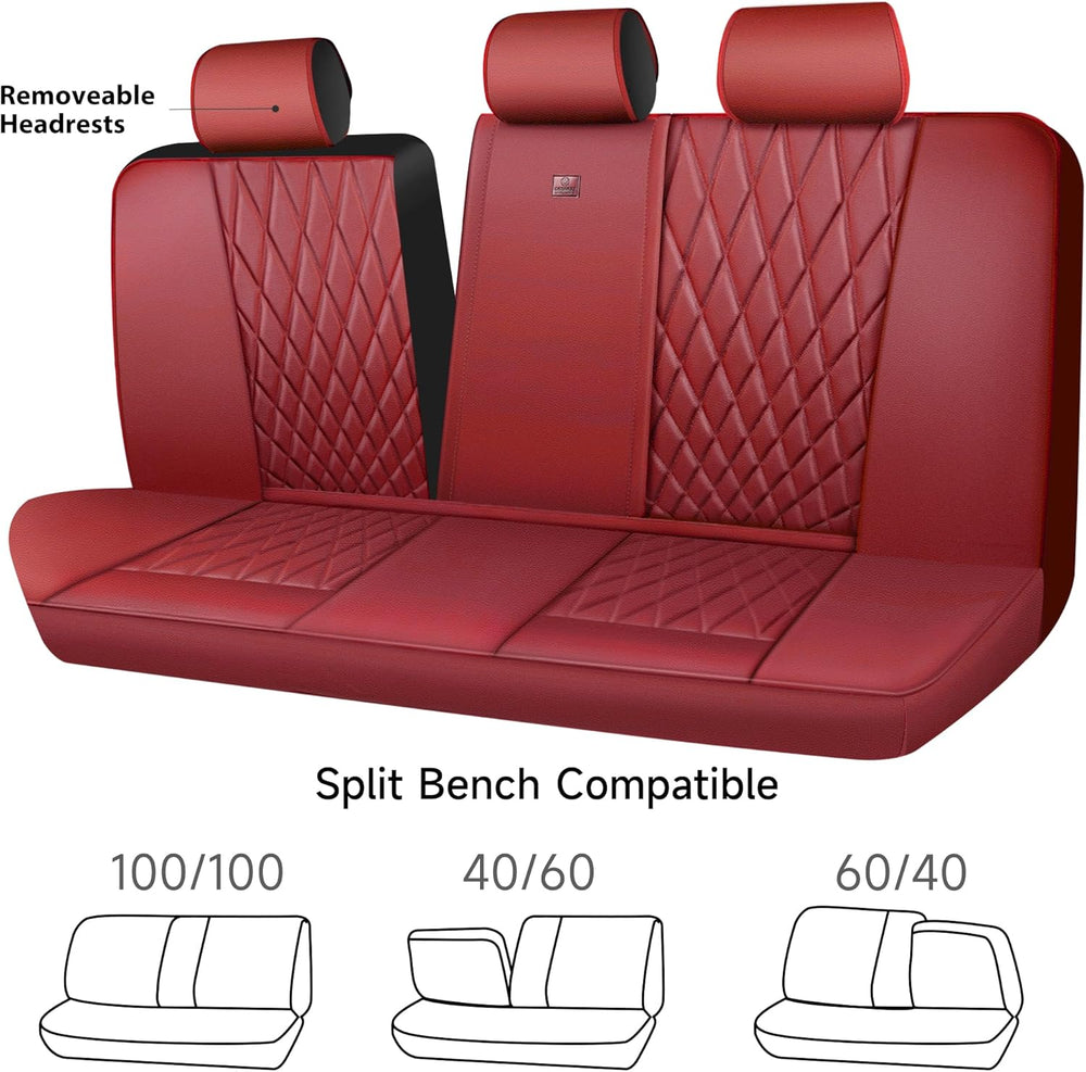 CAR PASS Piping Luxury Faux Leather Seat Covers Full Set, Premium Delux Anti-...