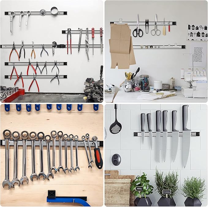 6 Pieces 24" Magnetic Tool Holder Strip, Stainless Steel Surface Tool Ma...