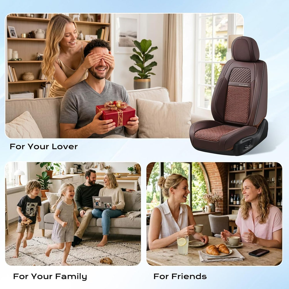 Coverado Leather Seat Cover Front, Universal Covers for Cars, Waterproof Luxu...
