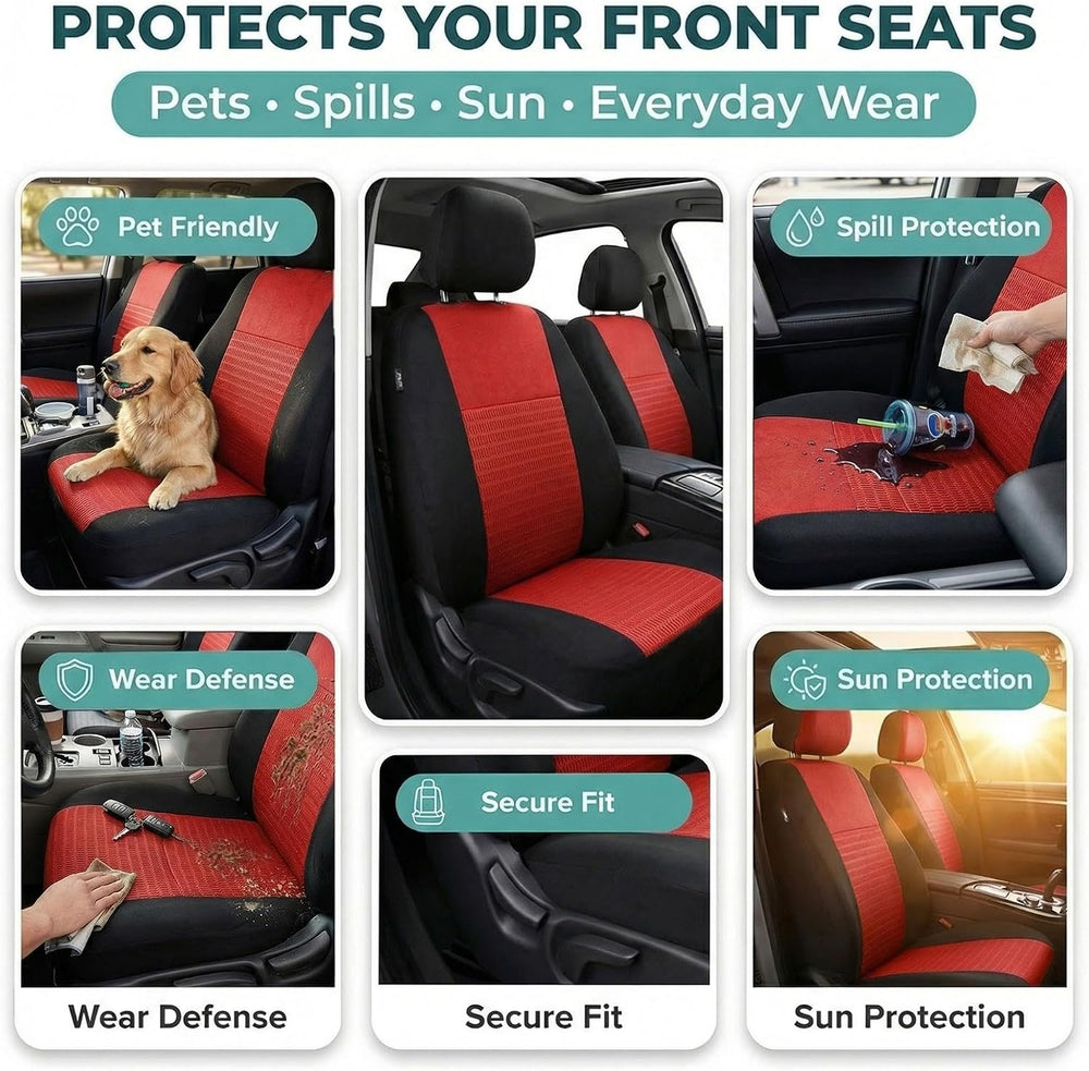 FH Group Universal Car Seat Covers Front Set for SUV Truck Sedan Vans | 3D Te...