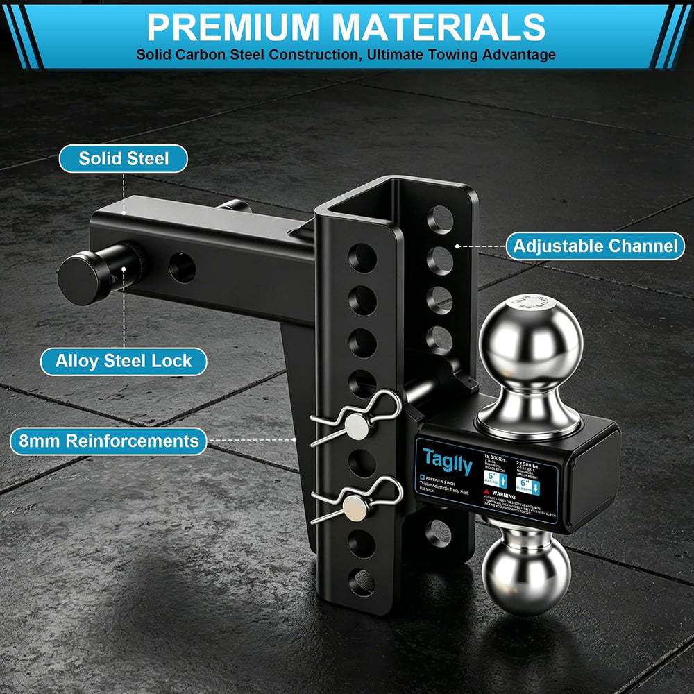 2" Adjustable Trailer Hitch - 22500 LBS, 2" & 2-5/16" Ball...