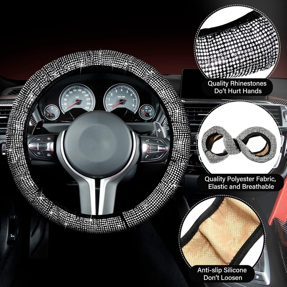 17 Pack Bling Car Seat Covers Set Car Diamond Accessories Rhinestone Crystal ...