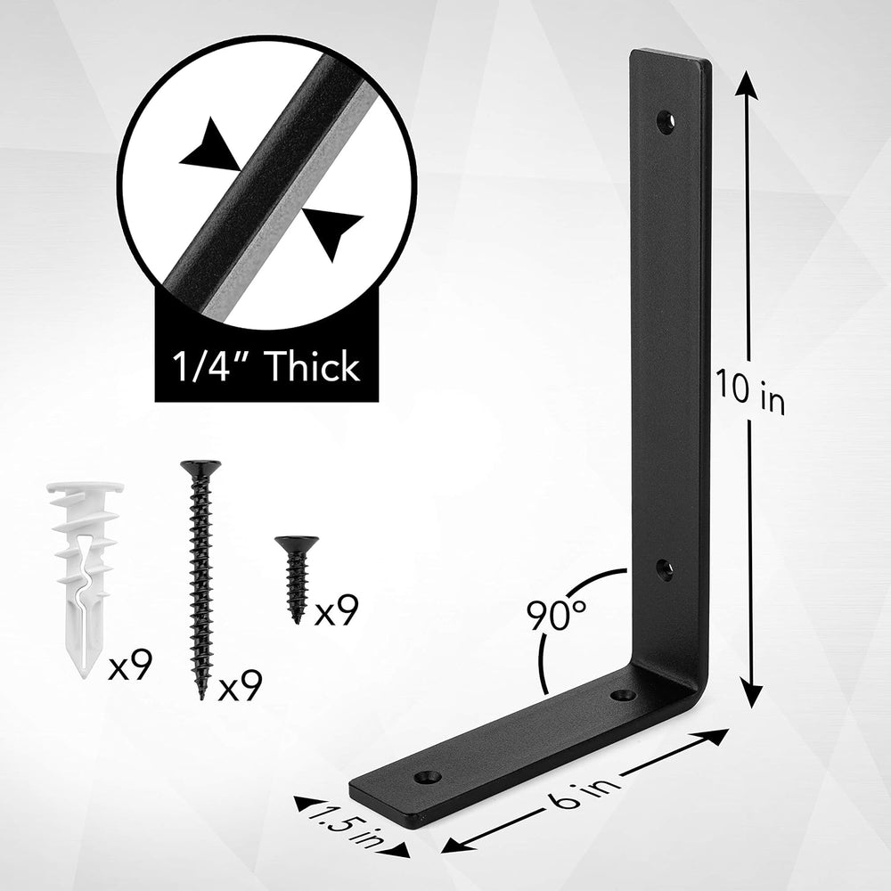 Heavy-Duty Shelf Brackets - Premium Construction Grade 1/4" (6mm) Thick ...