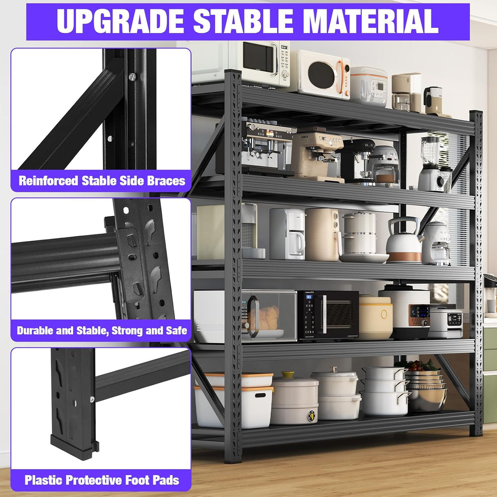 Metal Garage Shelving Unit, Heavy Duty 5-Tier Adjustable Wire Storage Rack, 8...