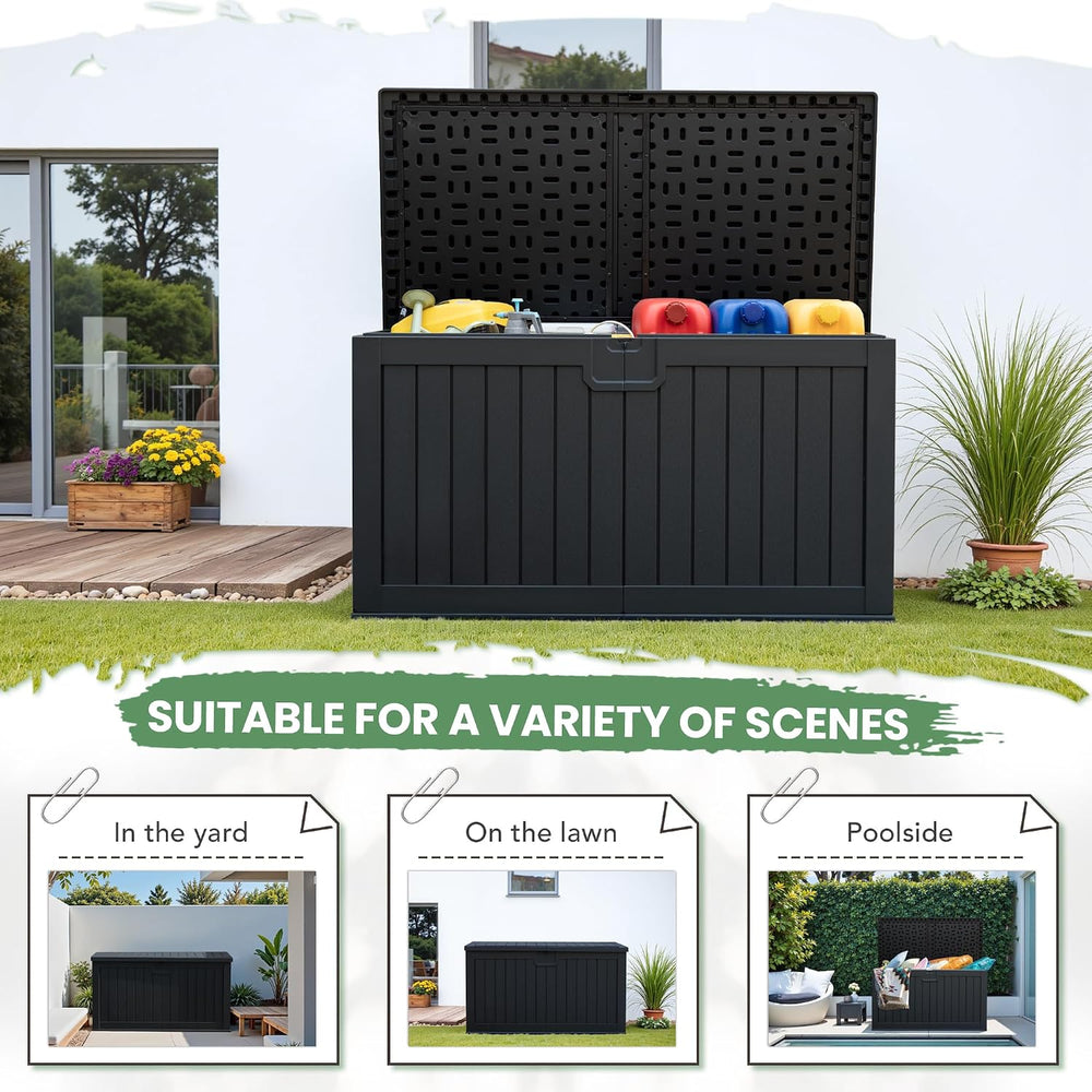 Greesum 230 Gallon HDPE Outdoor Storage Box with Removable Dividers, Weatherp...