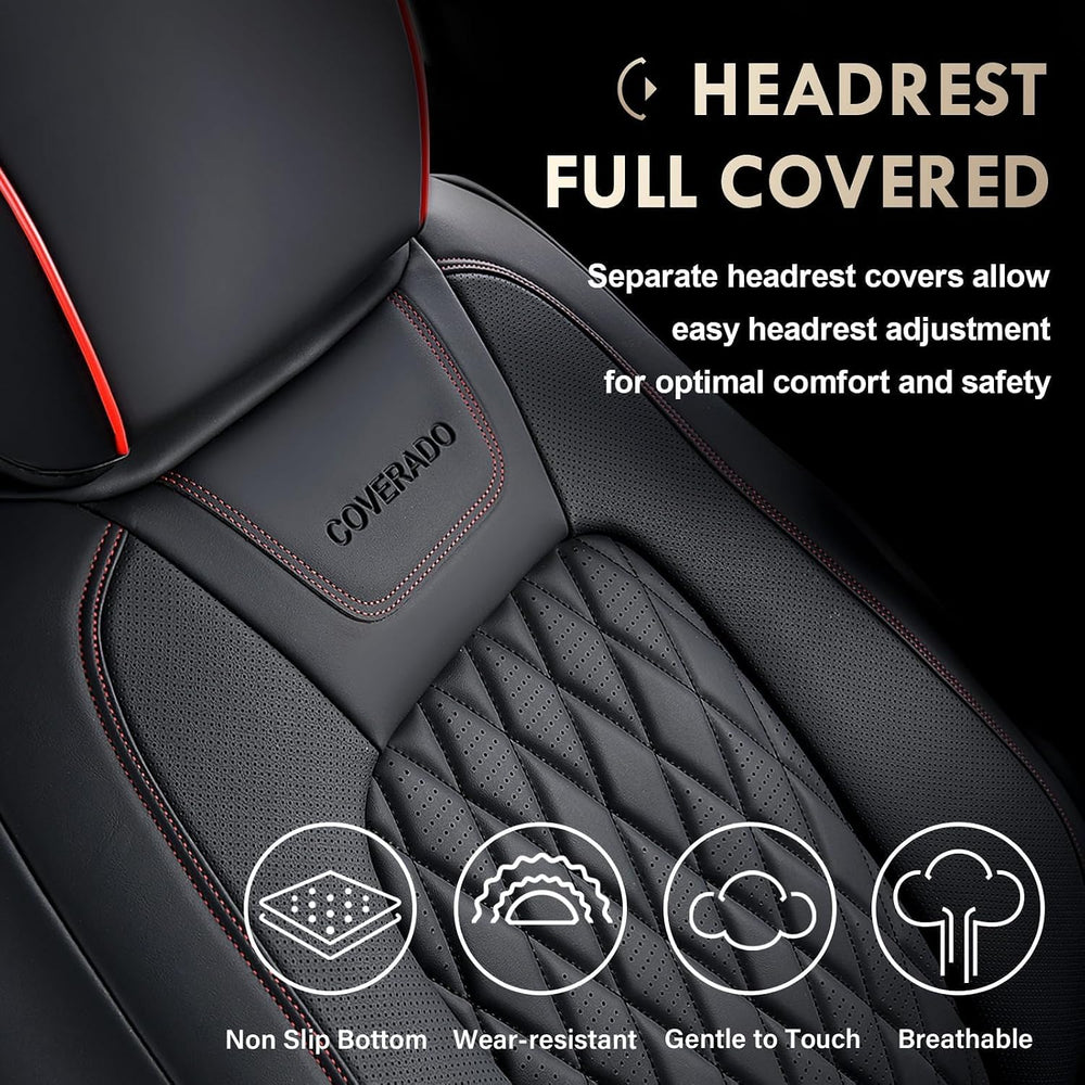 Coverado Leather Seat Covers Full Set for Ford F150F250F350F450(2015-2026)Wat...