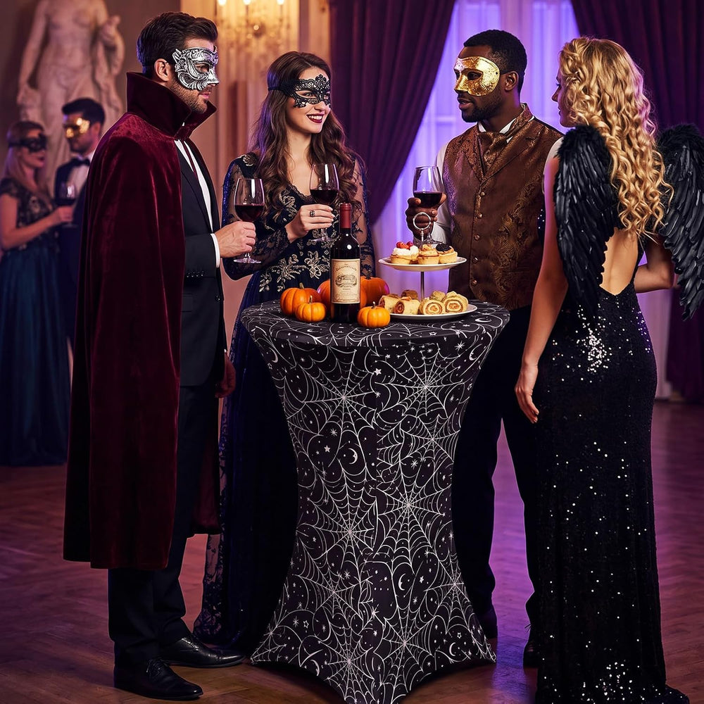 4 Pack Halloween Cocktail Tablecloth, Round High Top Table Covers