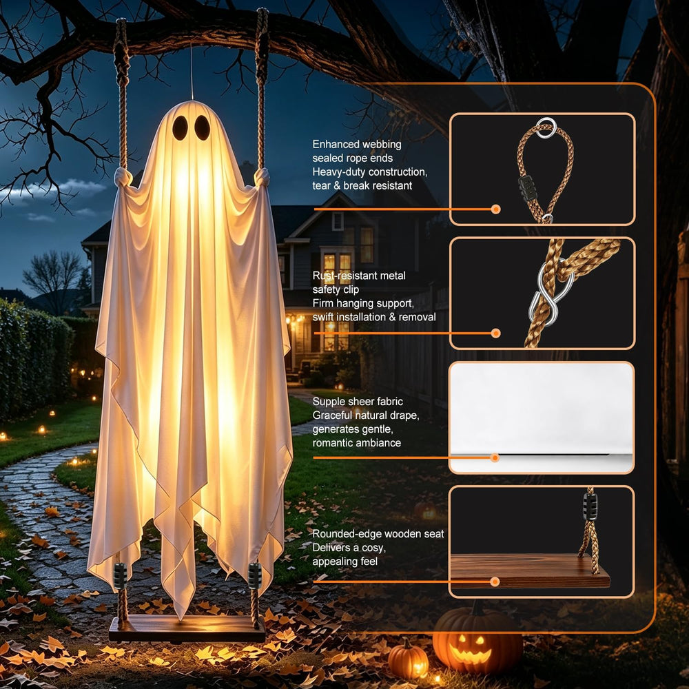 Halloween Hanging Swinging Ghost Decorations with Lights & 200lb