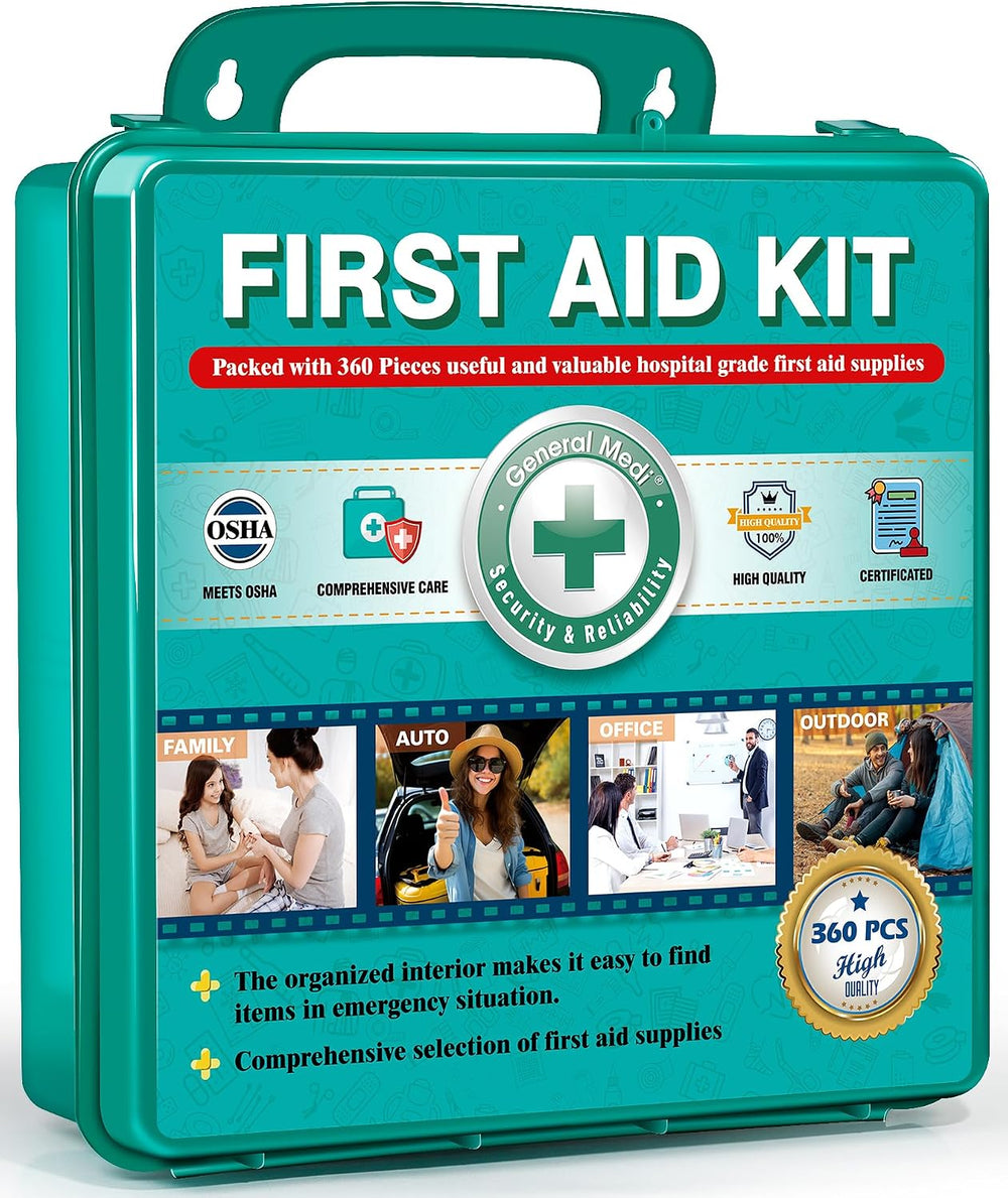 General Medi 360 Pieces Hardcase First Aid Kit - Comprehensive Large First Ai...